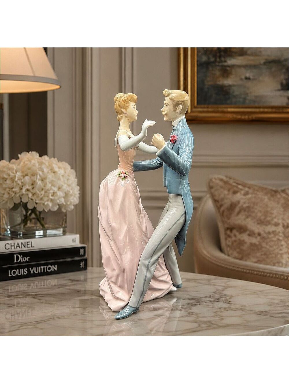 Lladró Anniversary Waltz #1372 Dancing Couple Porcelain Figurine 12.25”